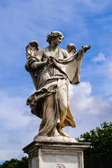 Angel with Holy Shroud, statue from the Sant'Angelo Bridge in Rome, Italy