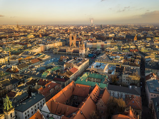 Obraz premium Old Town from a bird's eye view in Krakow, Poland