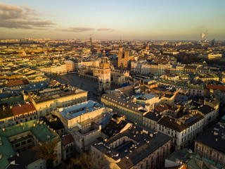 Fototapeta na wymiar Old Town from a bird's eye view in Krakow, Poland