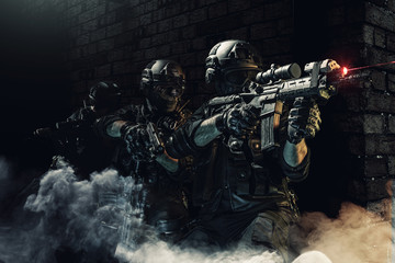special forces soldier police, swat team member - obrazy, fototapety, plakaty