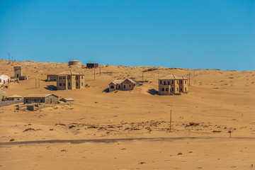 Kolmanskuppe, also known as Kolmanskop, a diamond mining ghost town on the Skeleton Coast of Namibia.