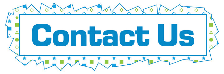 Contact Us Green Blue Texture Random Shapes Horizontal 