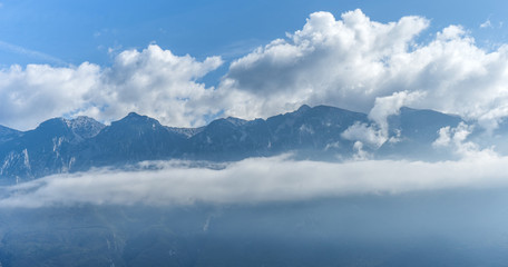 Spectacular view of a mountain range with clouds
