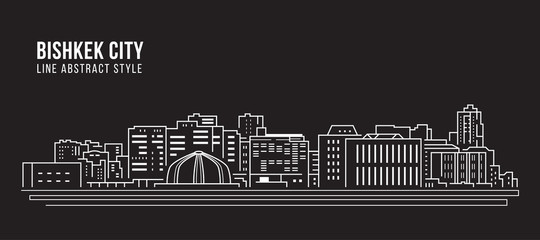 Cityscape Building Line art Vector Illustration design - Bishkek city