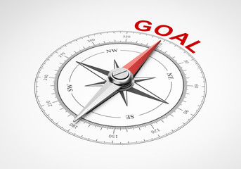 Compass on White Background, Goal Concept