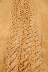 Tire tracks on the sand