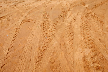 Tire tracks on the sand