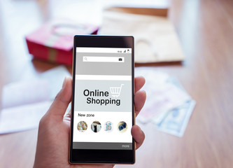 Online Shopping Website on Smartphone.