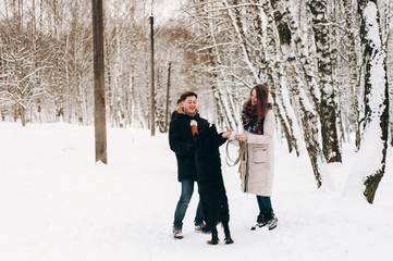 Fototapeta na wymiar young couple in winter