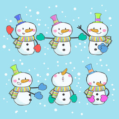 cute snowman vector set