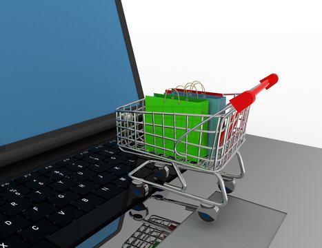 3d online shopping concept. illustration on white background