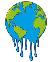 Global Warming and Drought Concept Illustration with Melting of Earth 