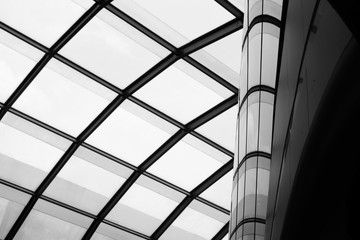 black and white glass roof in building pattern