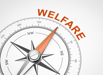 Compass on White Background, Welfare Concept