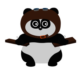 cute panda in hat fly © Julia Goldy