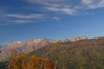 Fototapeta premium Nature and mountain landscapes of Sochi and Rosa Khutor mountain resort, autumn colors