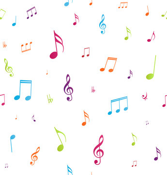 colorful music notes seamless pattern 