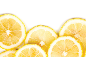 Background texture Lemon slices on white background with copy space