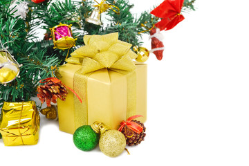 gift box with ribbon and bow isolated on white