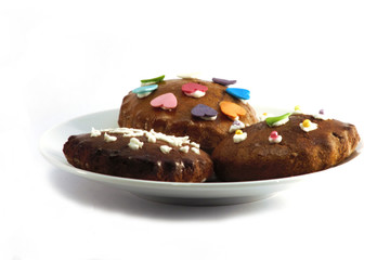 Gingerbread on a plate - isolated.