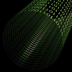 Abstract design-Binary code  cylindrical 3D shape. Technology co