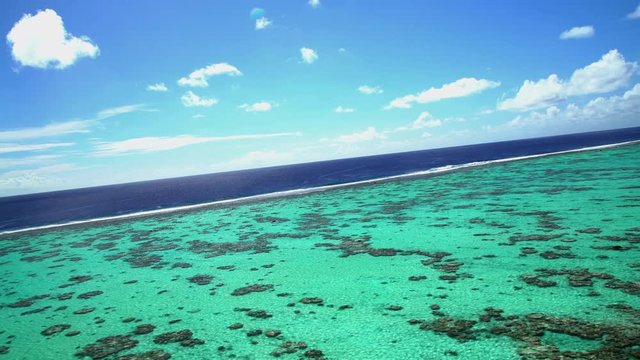 Aerial view of Bora Bora Tupai Heart Island South Pacific Ocean 