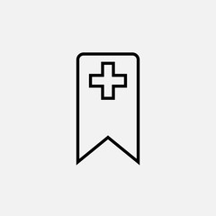 Bookmark with plus icon. Bookmark with plus outline concept symbol design. Stock - Vector illustration can be used for web.