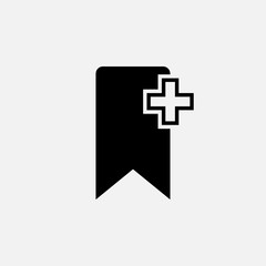 Fototapeta premium Bookmark with plus icon. Bookmark with plus concept symbol design. Stock - Vector illustration can be used for web.