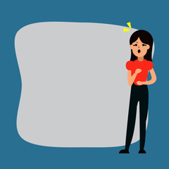 girl on blue background vector for web	