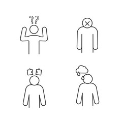 Emotional stress linear icons set