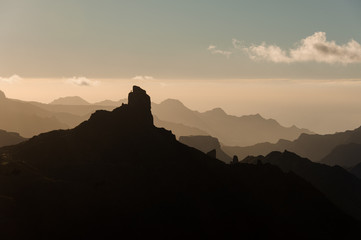 GRAN CANARIA,SPAIN - NOVEMBER 6, 2018: Beautiful landscape of the mountains Roque Nublo