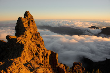 GRAN CANARIA,SPAIN - NOVEMBER 6, 2018: Gorgeous landscape of the mountain peak Roque Nublo