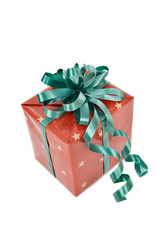 gift box with ribbon and bow isolated on white