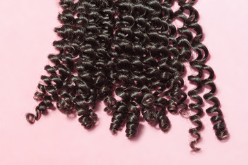  free part inky curly free part black human hair weaves extensions lace closure upon pink...