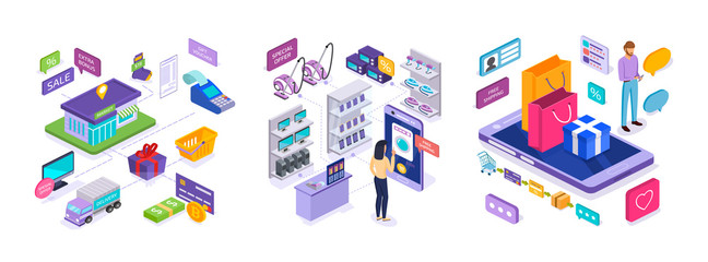 E-commerce. Sales in market, online shopping, digital marketing, mobile application.