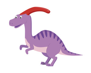 Parasaurolophus vector illustration in cartoon style for kids. Dinosaurs Collection.