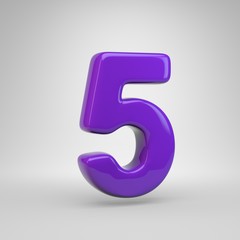 Proton purple color number 5 isolated on white background