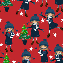 Christmas holiday season seamless pattern.