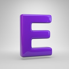 Proton purple color letter E uppercase isolated on white background
