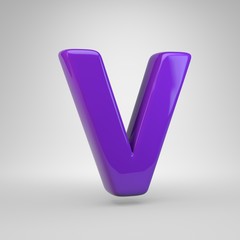 Proton purple color letter V uppercase isolated on white background