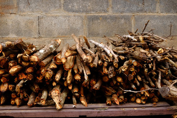 Pile of tree branches composition as a background texture