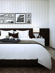 Bedroom design ,interior of modern cozy style, 3d Rendering, 3d illustration