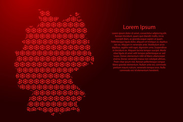 Germany map abstract schematic from red snowflakes pattern decoration Christmas and Happy New Year for banner, poster, greeting card. Vector illustration.