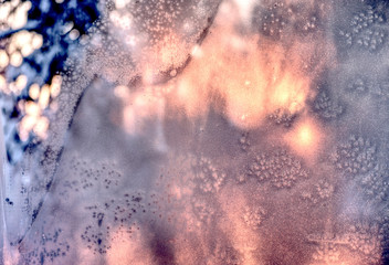 Frozen window and sunlight in Rovaniemi, Finland