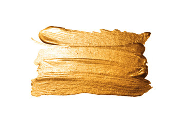 Abstract golden watercolor stain on white background for your design