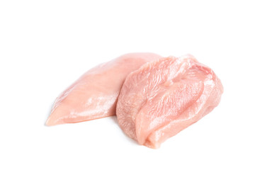 Raw chicken breast isolated on white background.