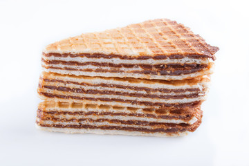 waffle sandwiches with boiled condensed milk  isolated on white background.