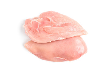 Raw chicken breast isolated on white background.