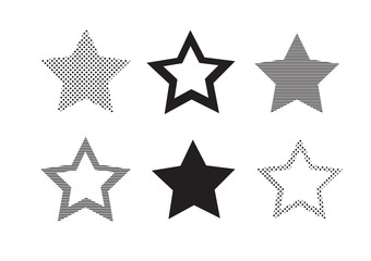 set of stars isolated on white background