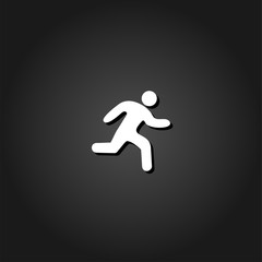 Fototapeta na wymiar Run icon flat. Simple White pictogram on black background with shadow. Vector illustration symbol